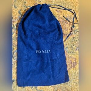 NEW RARE Blue PRADA 8.5 X 15 Empty Drawstring Dust Bag Cover Shoe String Handbag